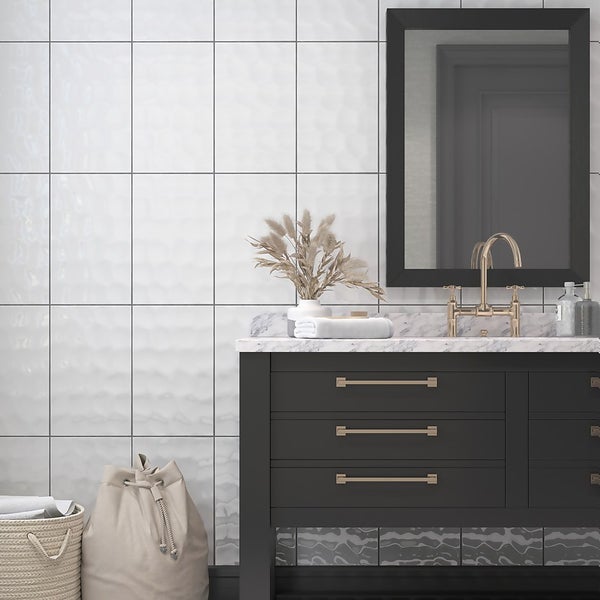 Bumpy White Ceramic Wall Tile 250 x 400mm 1 sqm Pack Homebase