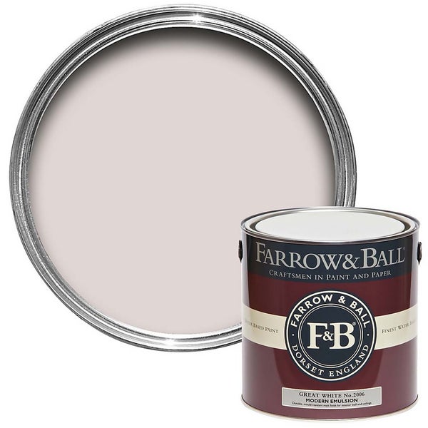 Farrow & Ball Modern No.2006 Great White Matt Emulsion Paint 2.5L Homebase