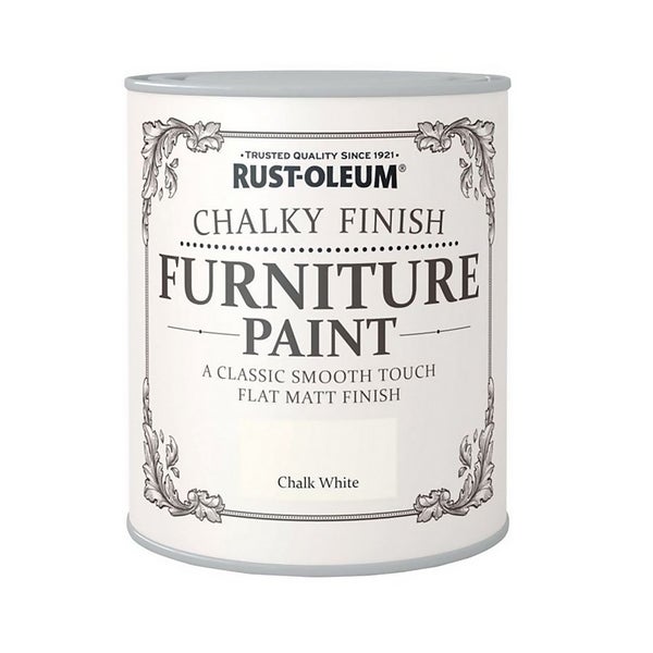 RustOleum Chalky Finish Furniture Paint Chalk White 125ml Homebase