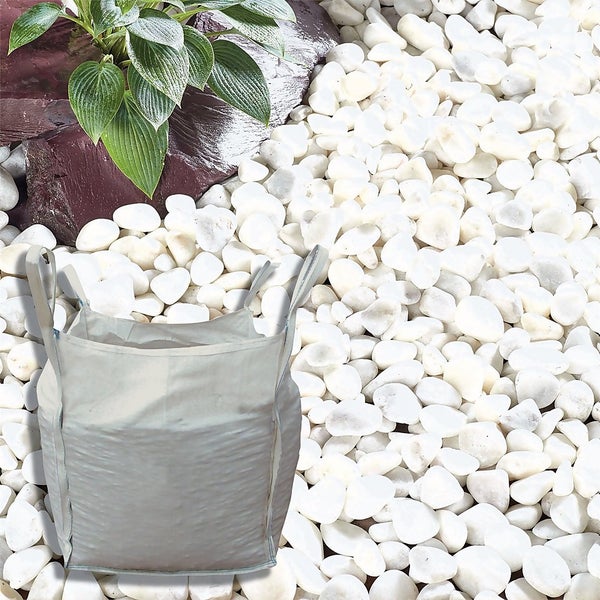 Stylish Stone Premium Arctic White Pebbles Bulk Bag 750 kg Homebase