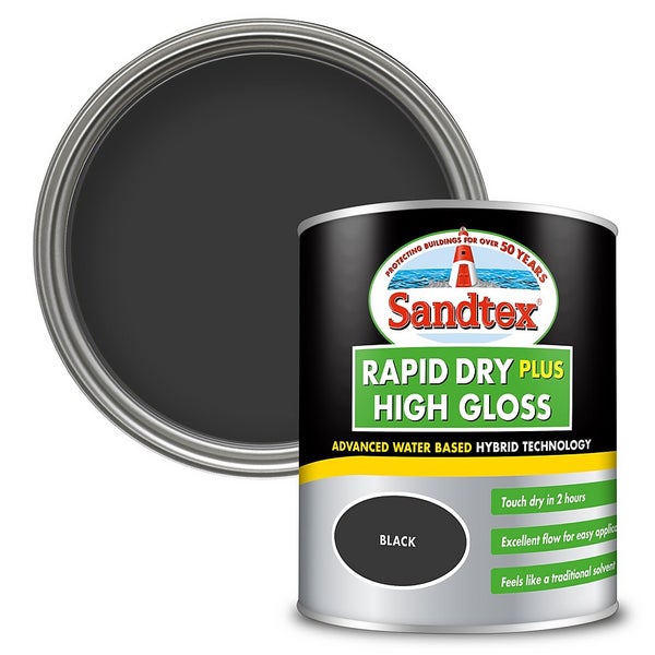 Sandtex Rapid Dry Gloss Paint Black 750ml Homebase