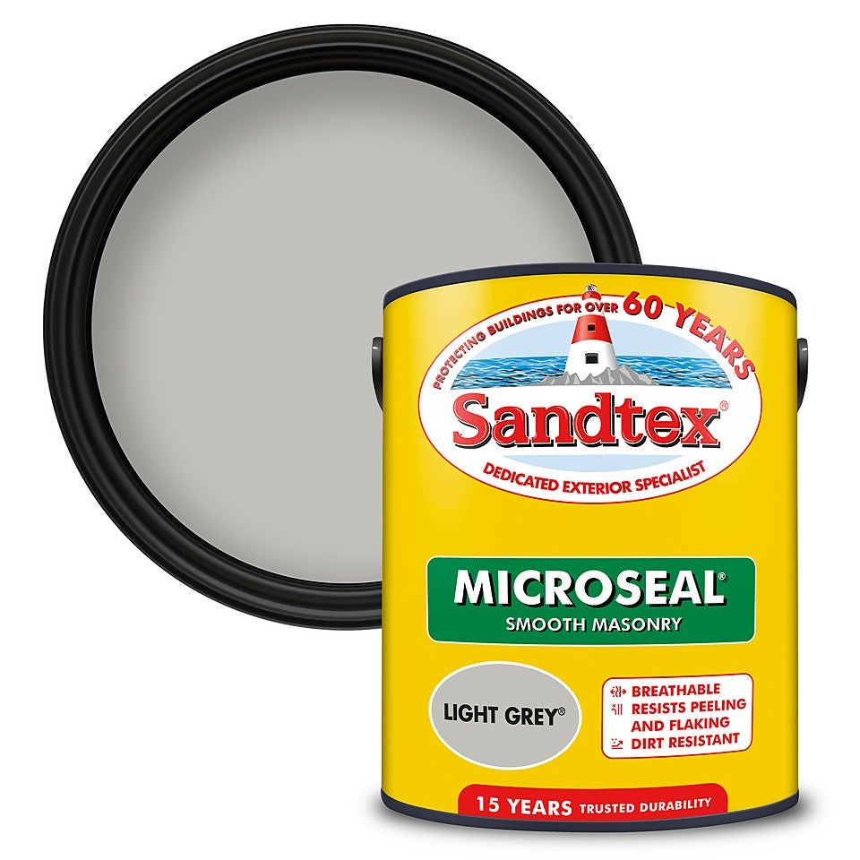 Sandtex Ultra Smooth Masonry Paint Light Grey - 5L | Homebase