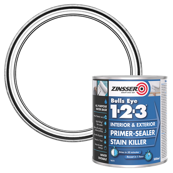 Zinsser Bulls Eye 123 Water Based Primer & Sealer 500ml Homebase
