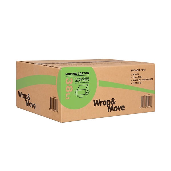 38L Flat Rectangle Moving Box Light Duty Homebase