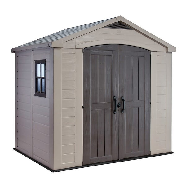 Keter Factor 8 x 6ft Outdoor Garden Apex Storage Shed Beige/Brown Homebase