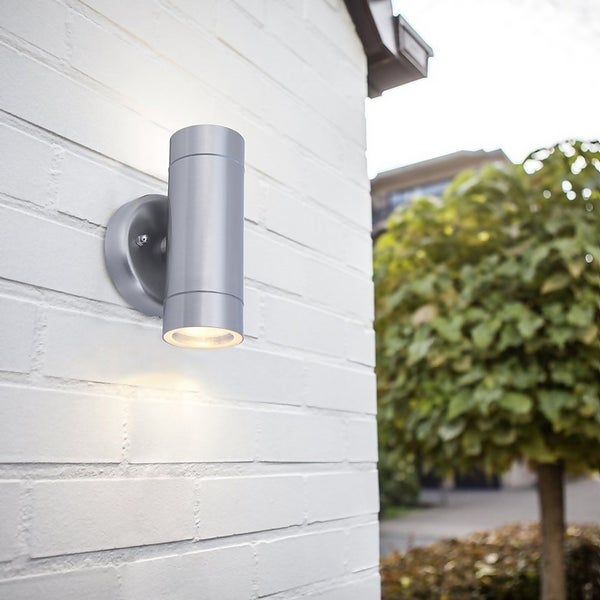 Lutec Rado Up & Down Outdoor Wall Light Stainless steel Homebase