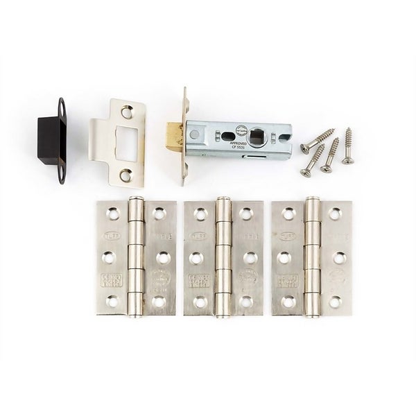 Grade 7 Hinge and Latch Fire Door kit Satin Nickel 76 x 50mm 3