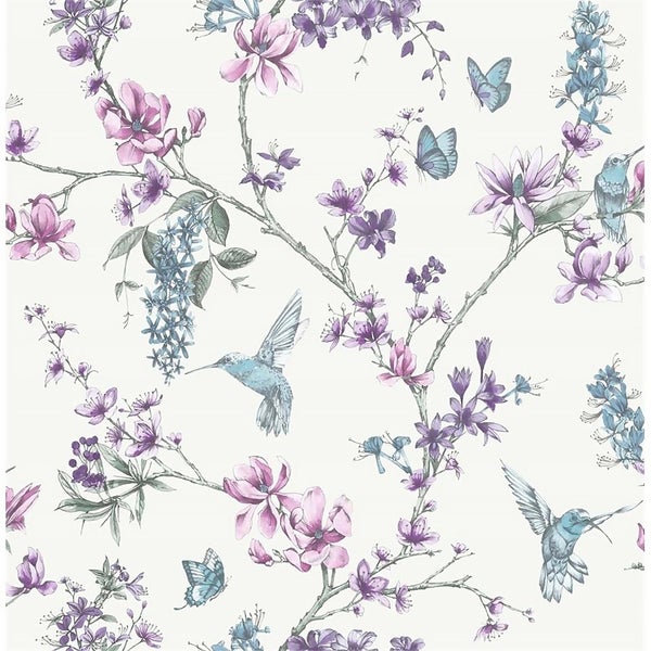 Superfresco Easy Hummingbird Floral Purple Wallpaper | Homebase