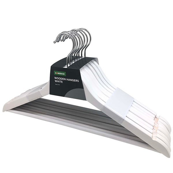 White Wooden Hangers 8 Pack Homebase