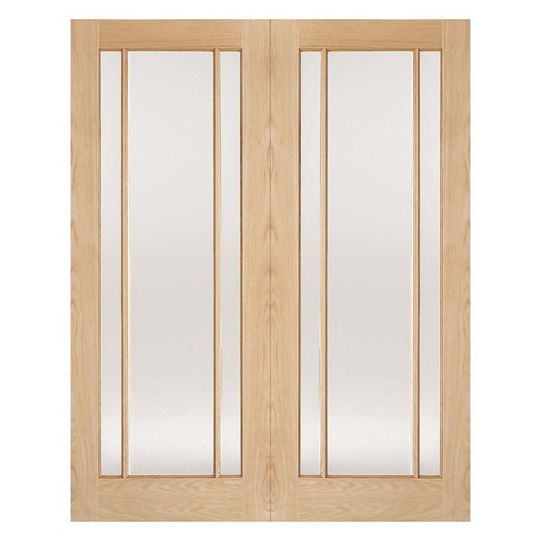 Lincoln Internal Glazed Unfinished Oak 3 Lite Pair Doors 1372 x