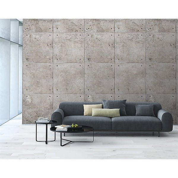 Grandeco Concrete Block Neutral Digital Wallpaper Mural Homebase