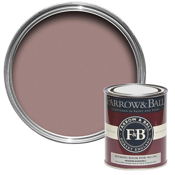 Farrow & Ball Modern Eggshell Paint Sulking Room Pink 750ml Homebase