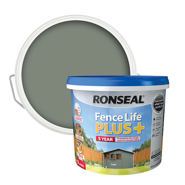 Ronseal Fence Life Plus Paint Sage 9L Homebase