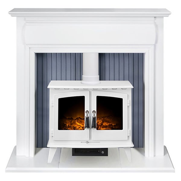 Adam Florence Fireplace Surround & Woodhouse Electric Stove with Flat