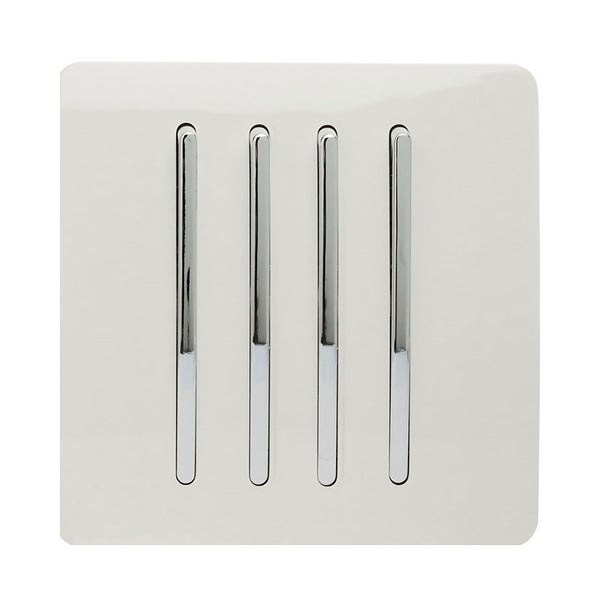 Trendi Switch 4 Gang 2 Way 10 Amp Rocker Light Switch in Screwless