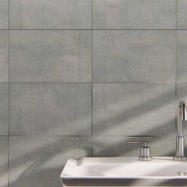 Ashbourne Concrete Ceramic Wall Tile 250 x 400mm 1sqm Pack Homebase