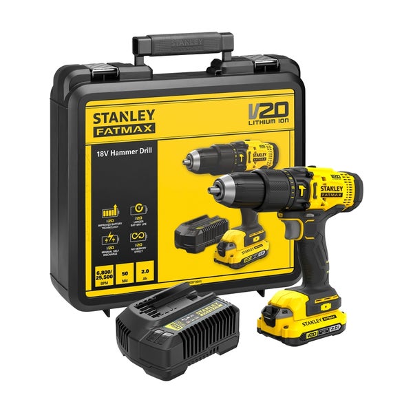 STANLEY FATMAX V20 18V Cordless Combi Drill with Kit Box (SFMCD711D11