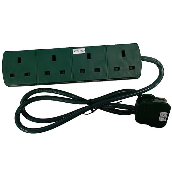 Green Extension Lead 4 Socket 1m Homebase