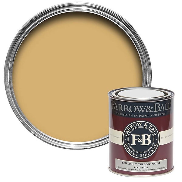 Farrow & Ball Full Gloss Paint Sudbury Yellow 750ml Homebase