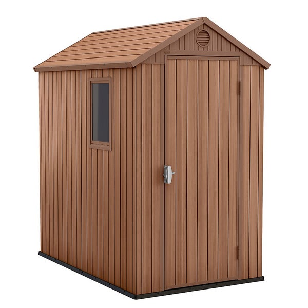 Keter Darwin 6 x 4ft Outdoor Garden Apex Storage Shed Brown Homebase