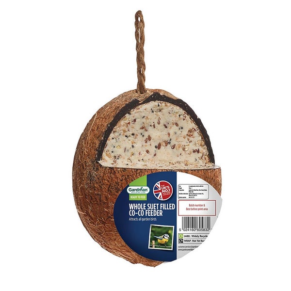 Gardman Whole Suet Filled Coconut for Wild Birds Homebase