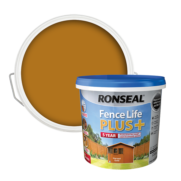 Offer Homebase Ronseal Fence Life Plus Harvest Gold 5L
