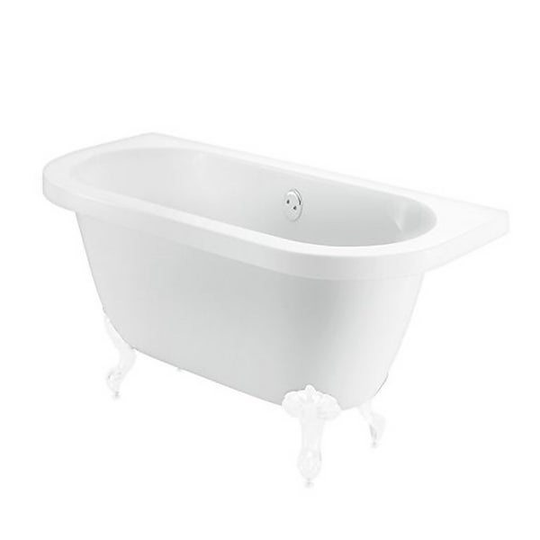 Bathstore Belmont Back to Wall Roll Top Bath with White Feet Homebase