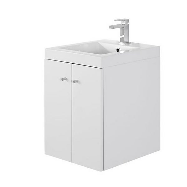 Bathstore Alpine Duo 400mm Basin and Wall Hung Vanity Unit Gloss White Homebase