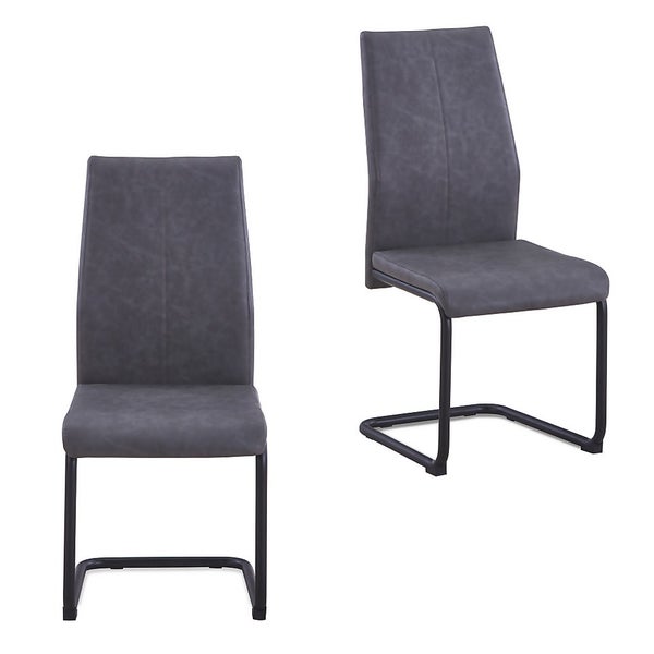 Skelby Cantilever Dining Chairs Set of 2 Grey Homebase