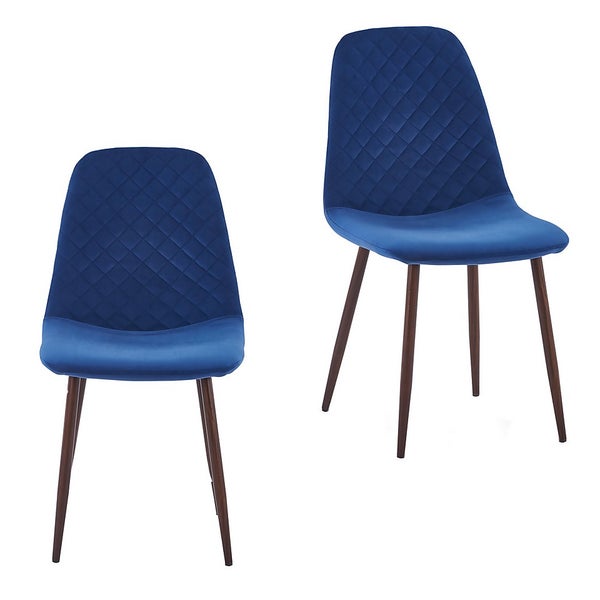 Perth Velvet Diamond Back Dining Chair Set of 2 Navy Homebase