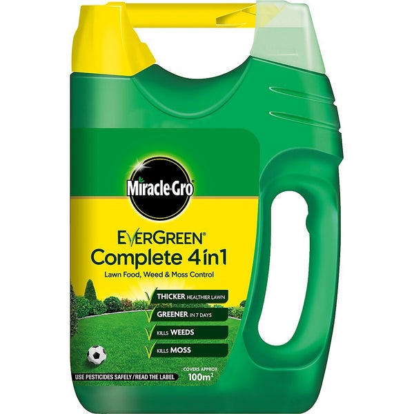 MiracleGro EverGreen Complete 4in1 Lawn Food, Weed & Moss Killer Spreader 80m² Homebase