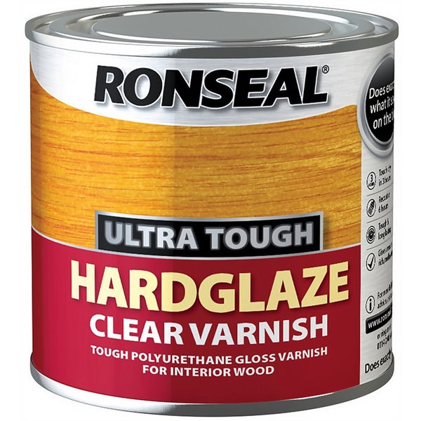 Ronseal Hard Glaze Interior Varnish Clear 250ml Homebase