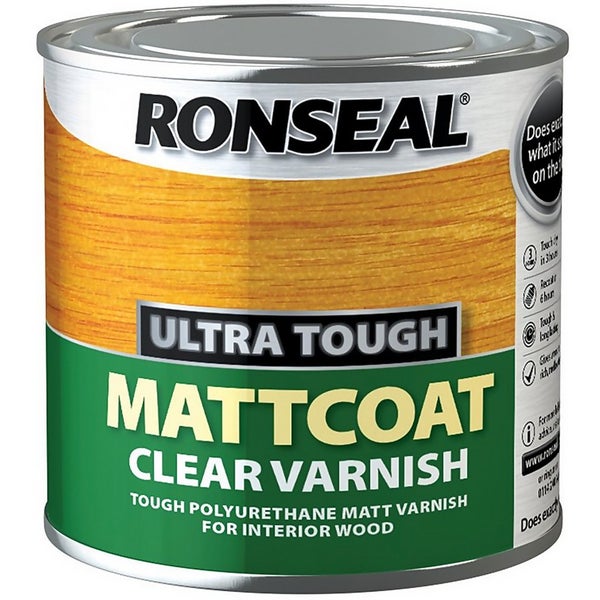 Ronseal UltraTough Matt Coat Clear Varnish 250ml Homebase