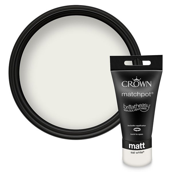Crown Walls & Ceilings Matt Emulsion Paint Sail White Tester 40ml