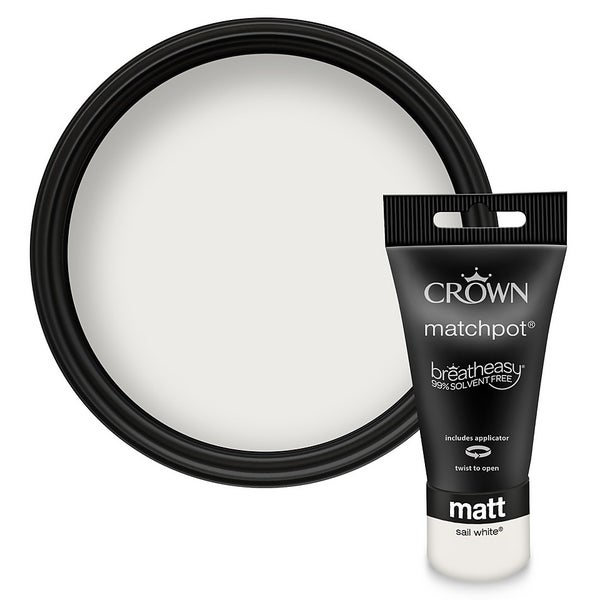 Crown Breatheasy Sail White Matt Emulsion Paint 40ml Tester Homebase
