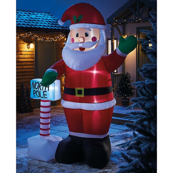 8ft Santa with North Pole Sign Outdoor Inflatable | Homebase