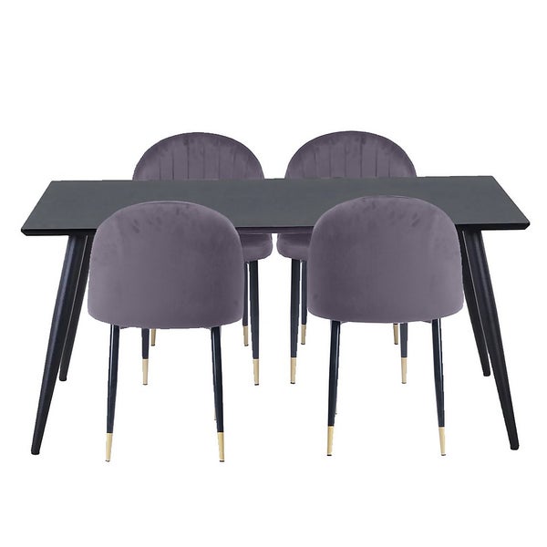 Illona Dining Table and 4 Chairs Grey Homebase