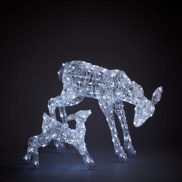 Acrylic Family of Reindeer White Outdoor Light Homebase