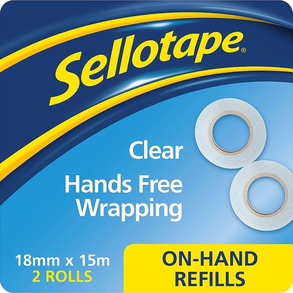 Sellotape OnHand Dispenser Refills Super Clear Tape 2 Rolls Homebase