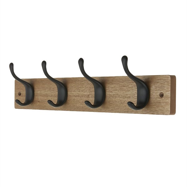 4 Black Modern Hook on Ash Board Homebase
