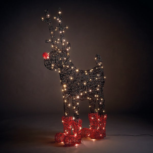 Rudolph Reindeer Rattan LED 3D Outdoor Christmas Decoration Homebase UK