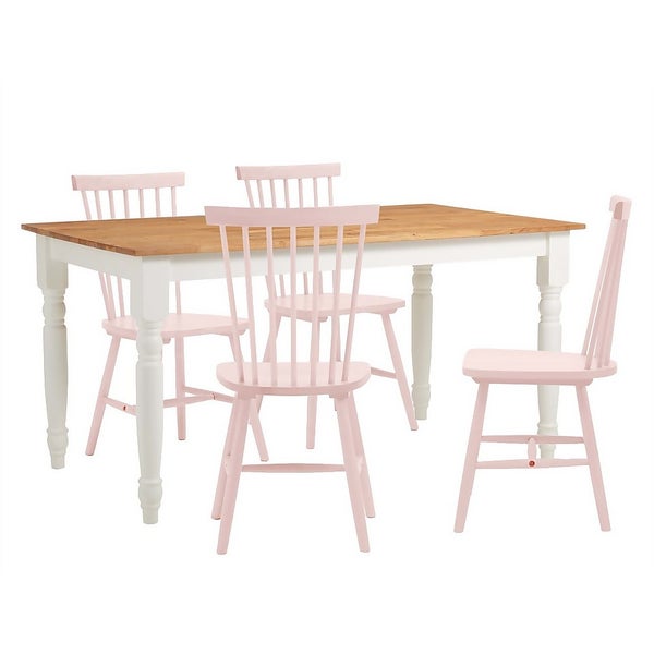 Laura 4 Seater Dining Set Pink Spindle Chairs Homebase