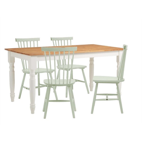 Laura 4 Seater Dining Set Sage Green Spindle Chairs Homebase