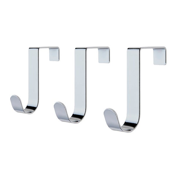 Budget Over The Door Hooks Polished Chrome 3 Pack Homebase