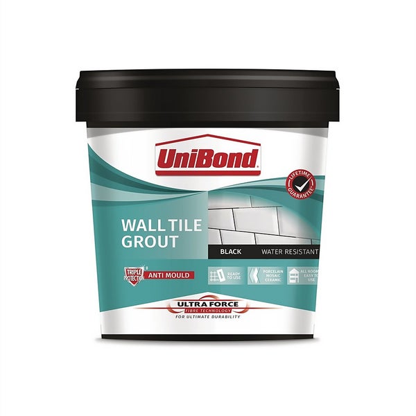 UniBond UltraForce Wall Tile Grout Black 1.38kg Homebase