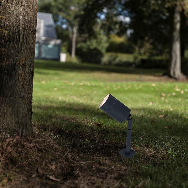 Lutec Rado Outdoor Ground Spike Light Graphite Homebase