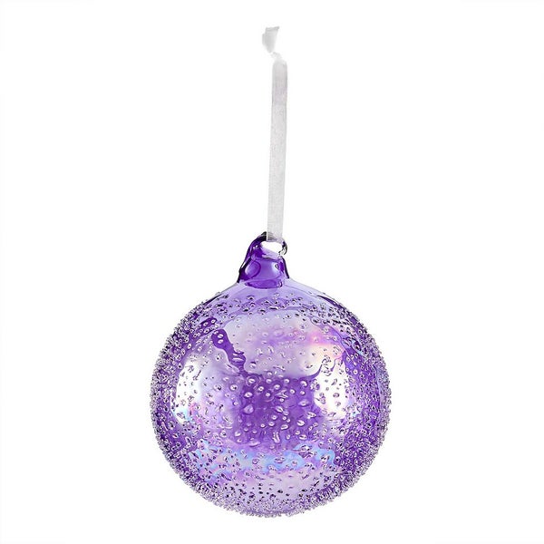 Purple Sugar Frosted Glass Christmas Tree Bauble | Homebase