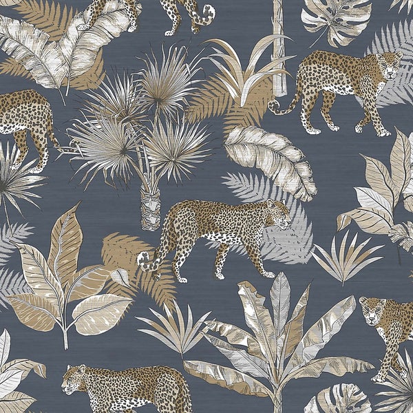 Grandeco life Jungle Fever Leopard Charcoal Wallpaper Homebase
