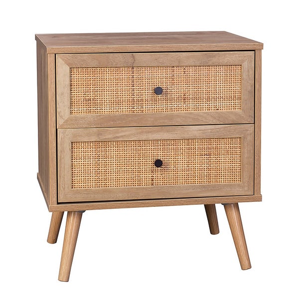 Kubu Rattan 2 Drawer Bedside Table Homebase