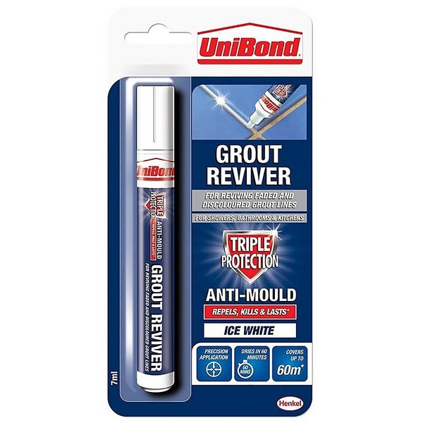 UniBond Anti Mould Grout Pen White 7ml Homebase